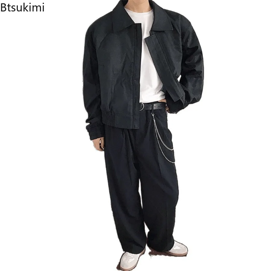 New 2025 Men's High Street Casual Coats Spring Autumn Luxury Sense Senior Vintage Shoulder-Padded Short Bomber Jackets for Men