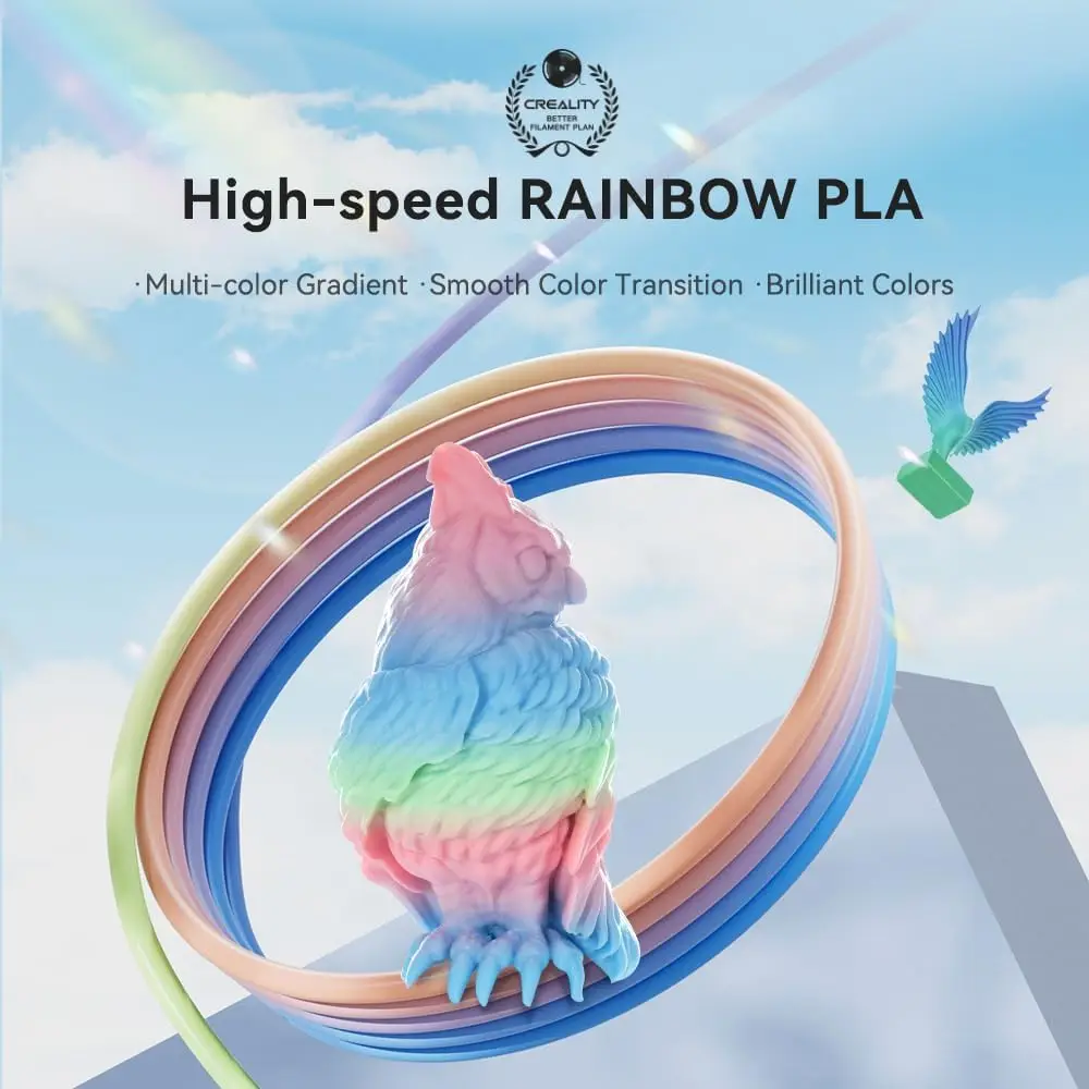 

Филамент Creality Hyper PLA Rainbow, 1.75 мм, 1 кг, многоцветный градиентный, для высокоскоростной печати на FDM-принтерах