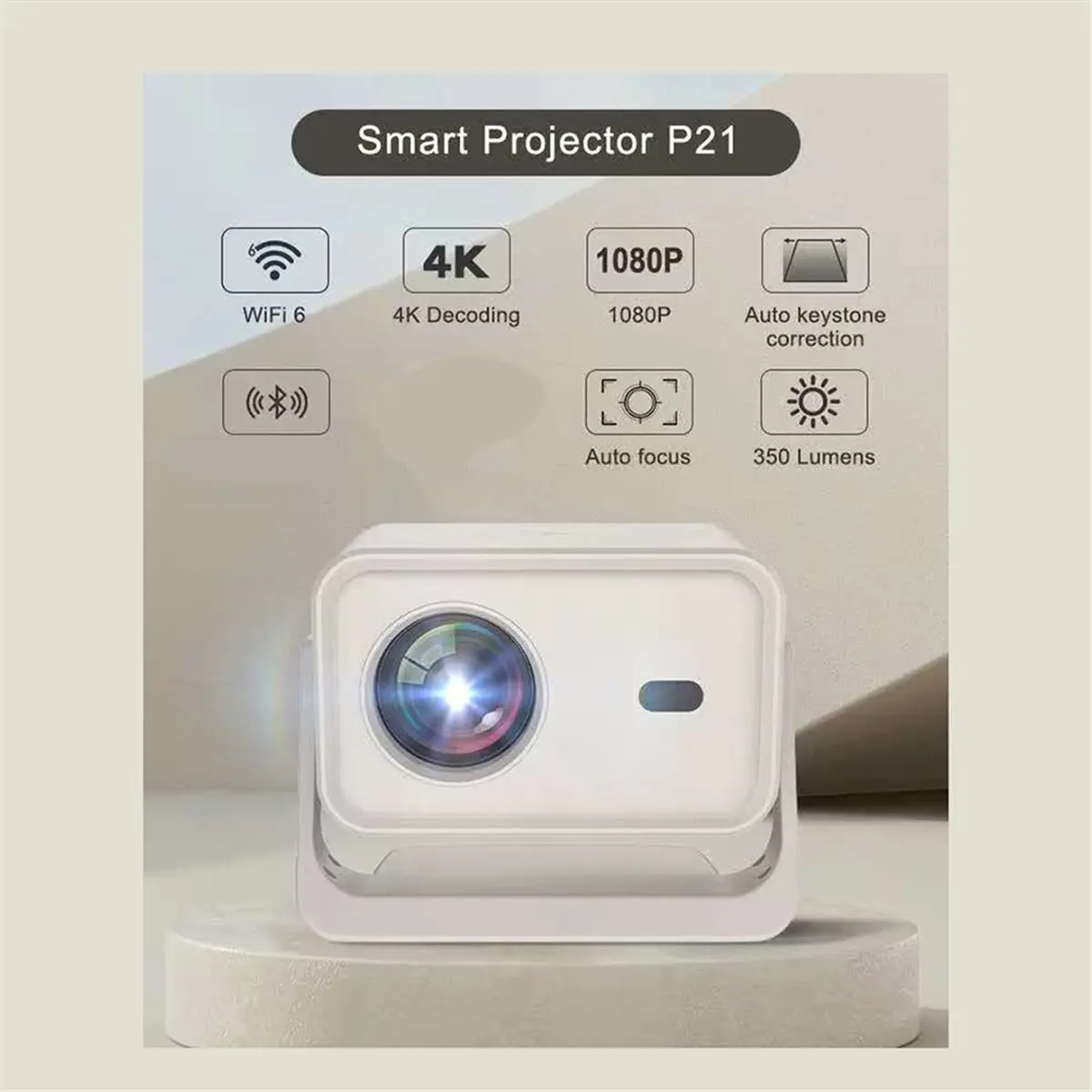 Portable HD 1080P Smart for Android Projector Video Proyector for Home and Office EU PLUG