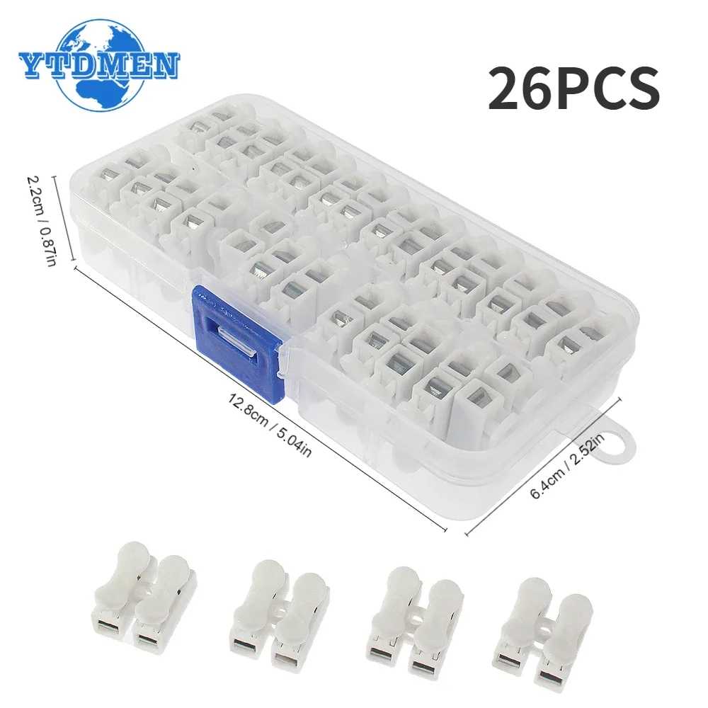 

26pcs/box CH2 Quick Splice Lock Wire Connectors 2Pin Electrical Cable Connectors, 20x17x13.5mm For Easy Safe Splicing Into Wires