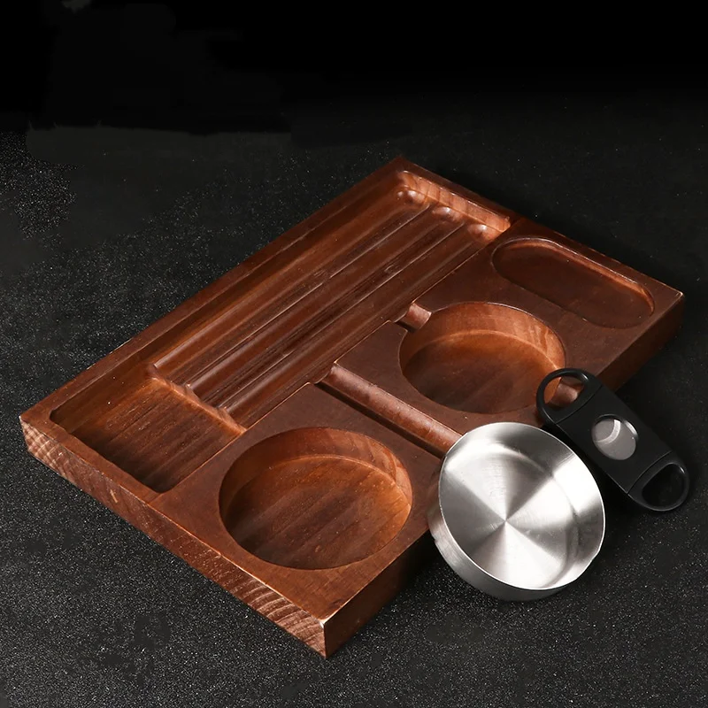 

Wooden Cigar Ashtray Indoor Outdoor Patio Home Office Fathers Day Gift Cigar Holder Stand with Cigar Rest