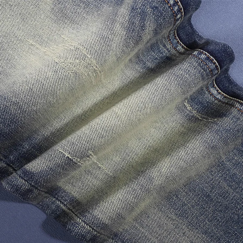 

Y2KFashionable new men's jeans embroidered elastic slim fit nostalgic washed blue jeans Italian style pants hombre