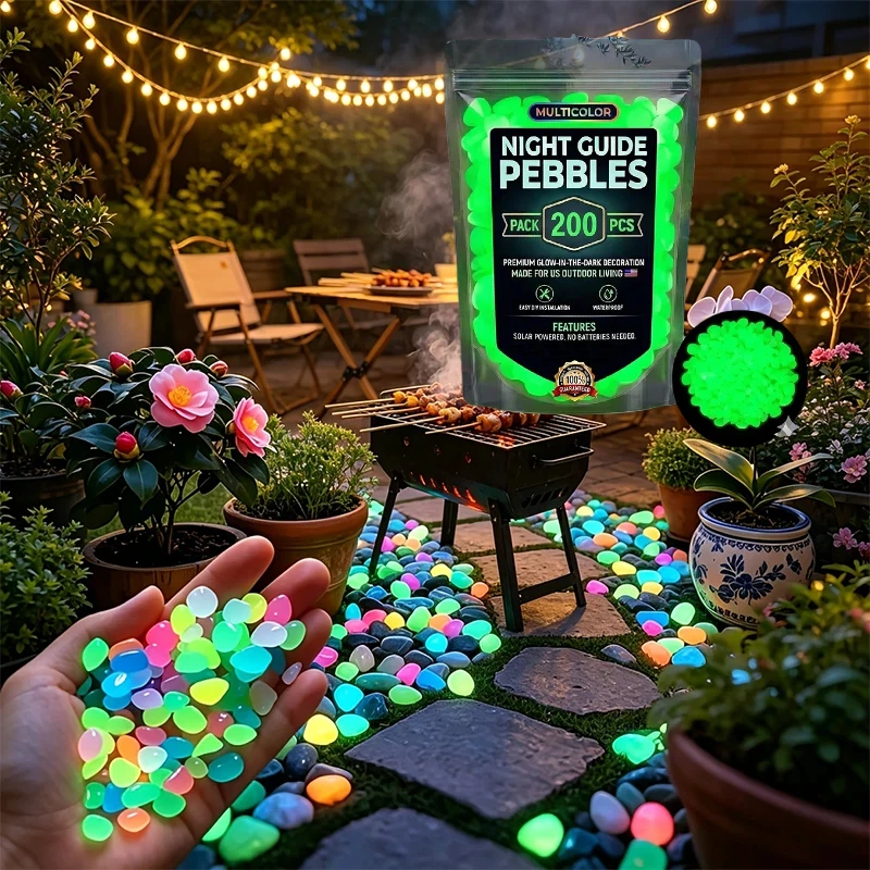 Colorful Luminous Garden Stones Outdoor Garden Luminous Stones Outdoor Courtyard Landscape Decoration Gravel Stones Garden
