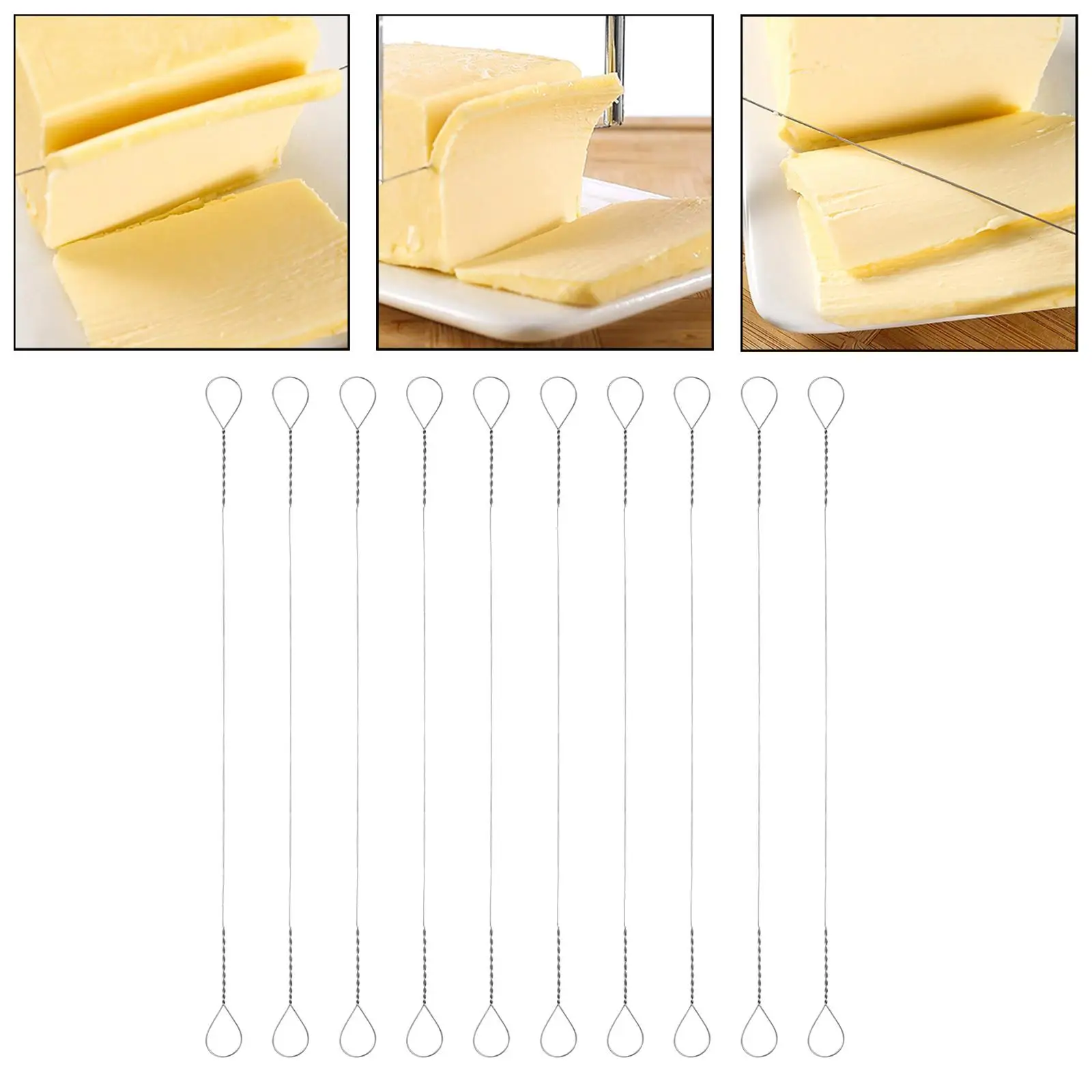 Cheese Cutter Wire 10pcs Stainless Steel Replacement Wires Kitchen Slicing Tool for Cheddar Butter Cake Ham