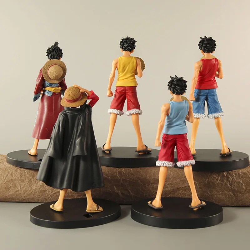 5Pcs/Set 18CM Anime One Piece Kimono Straw Hat Monkey D Luffy PVC Action Figure Cartoon Collection Model Doll Toys Kids Gifts