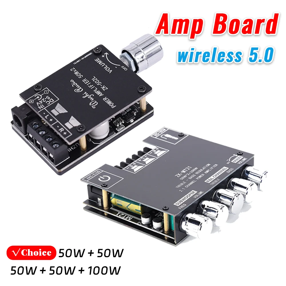 ZK-MT21 2x50W+100W 2.1 Channel BT5.0 AUX Digital Power Subwoofer Amplifier Board
