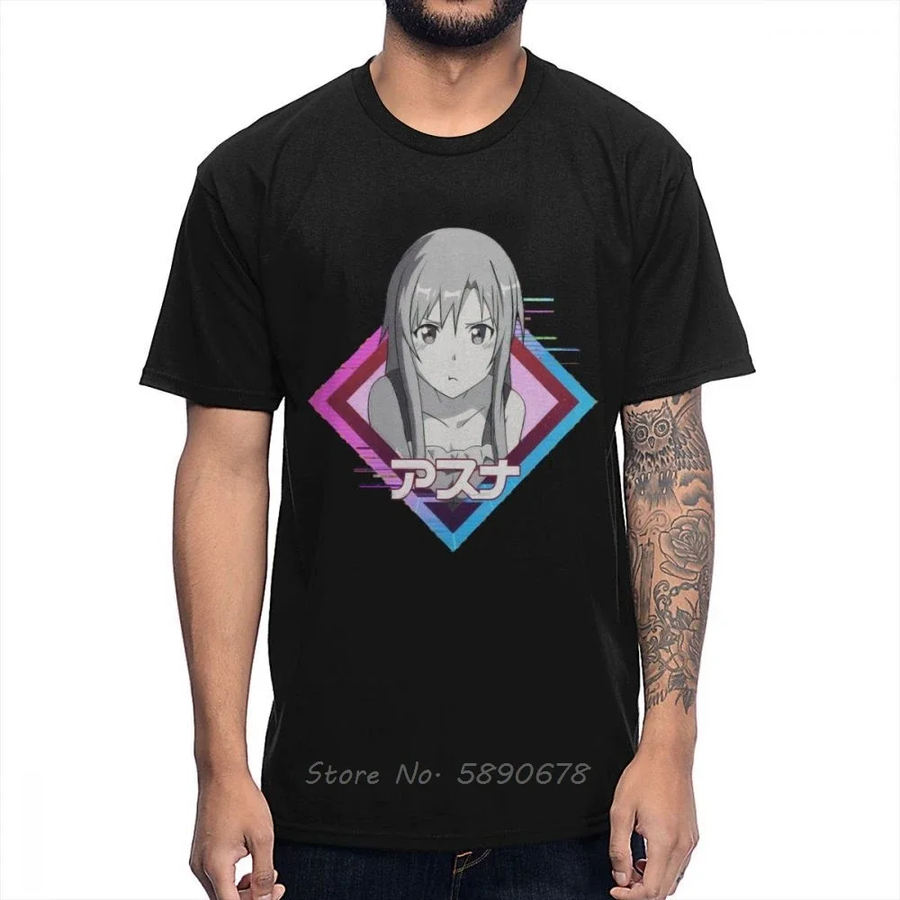 Vaporwave Yuuki Asuna T Shirt Fashion Design Sword Art Online Tee Shirt Soft Cotton Tshirt