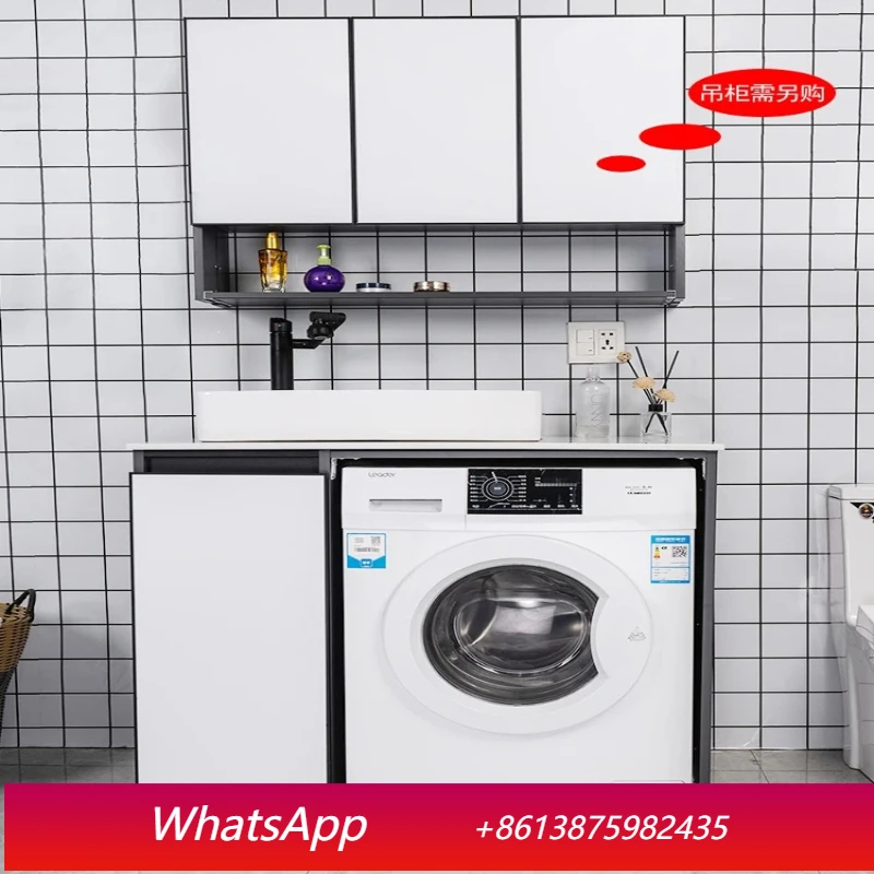 LHX Small Size Balcony Washing Machine All-in-One Cabinet Bathroom Bathroom Cabinet Washing Combination Table Basin