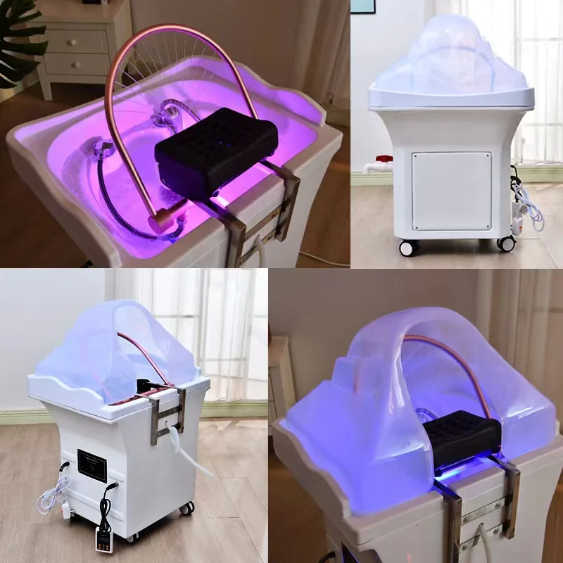 Head Spa Shampoo Chair Hair Salon Hair Wash Adjust Water Circulation Mobile Shampoo Basin Multifunctional Fumigable Shampoo Bowl