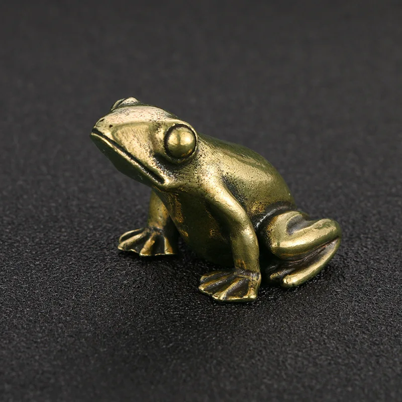 Pure Copper Frog Toad Statue Ornaments Desktop Antique Brass Tea Pet Collection Home Decoration for Living Room Animal Figurines