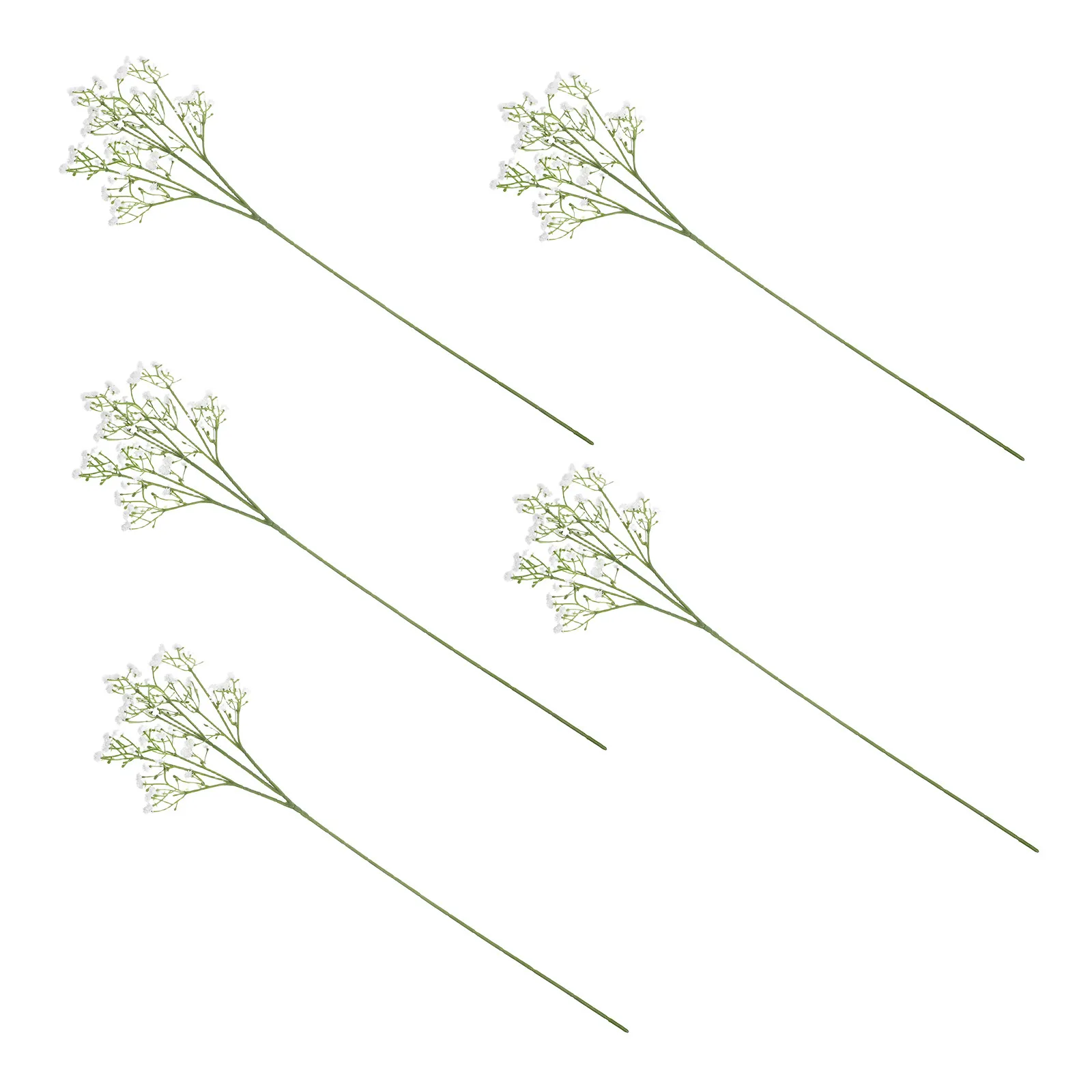 5Pcs White Artificial Baby's Breath Gypsophila Realistic Silk Plastic Faux Flowers for Wedding Decor Home Interior Floral