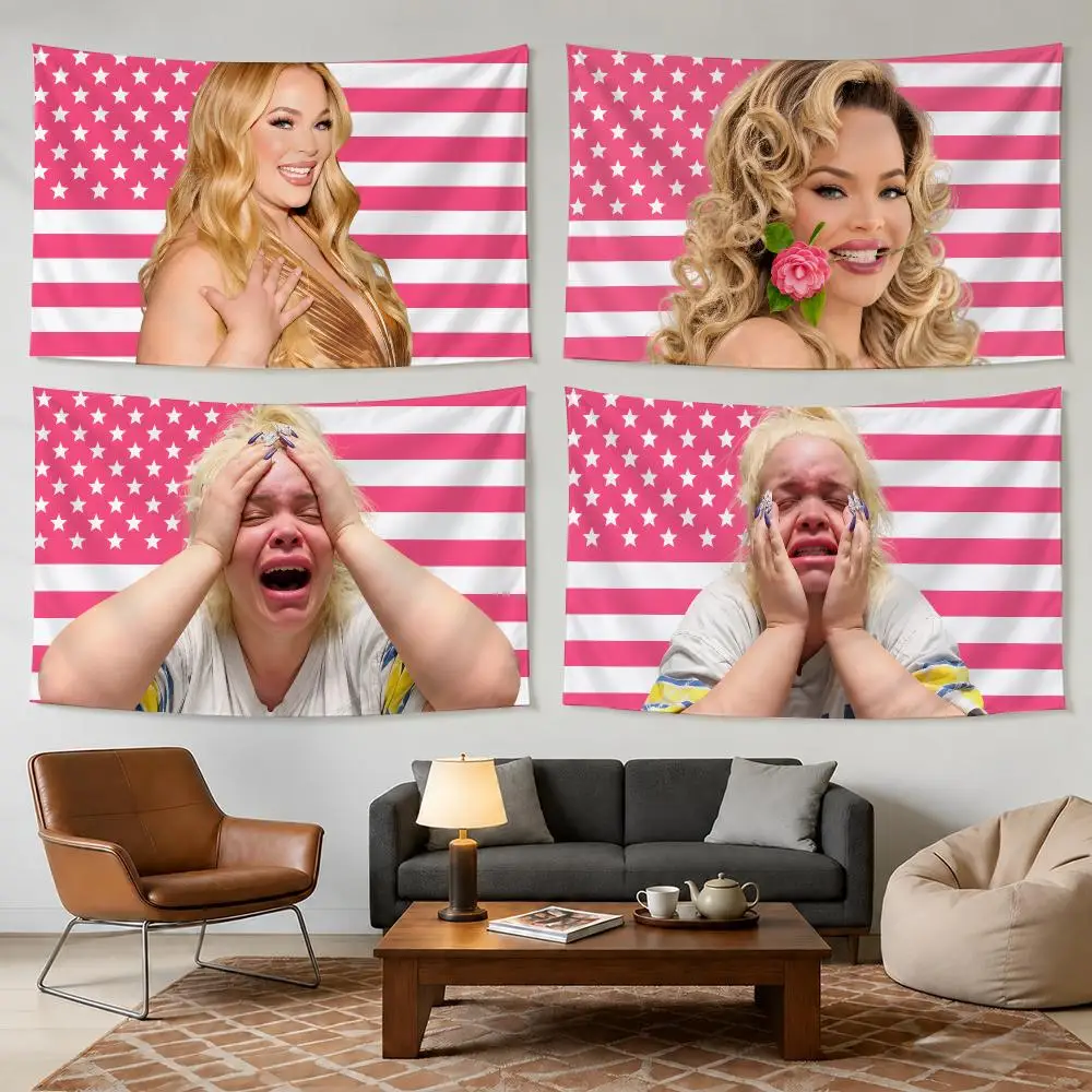Famous Actor T-Trisha Paytas Tapestry Outdoor Parties Bedrooms Living Rooms Dorm Rooms Wall Decor Banners Gifts