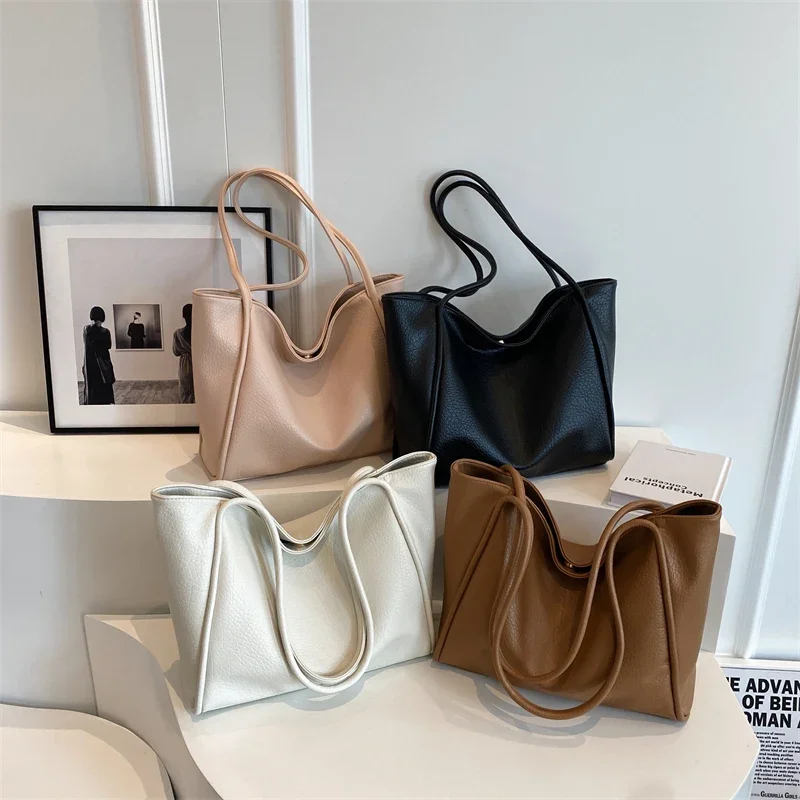 Large Totes Bag for Women 2024 New In Fashion Design Solid Color High-capacity Leather Shoulder Side Bag Female Shopper Handbags