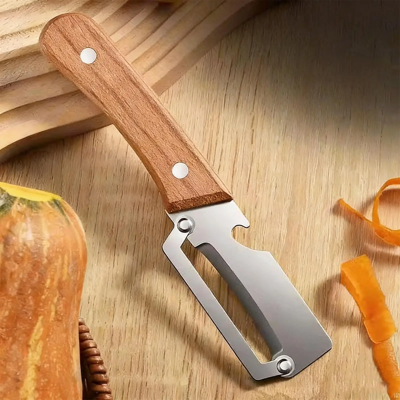 

1PC Stainless Steel Peeler With Wooden Handle For Peeling And Slicing Fruits And Vegetables | Durable And Smooth Operation