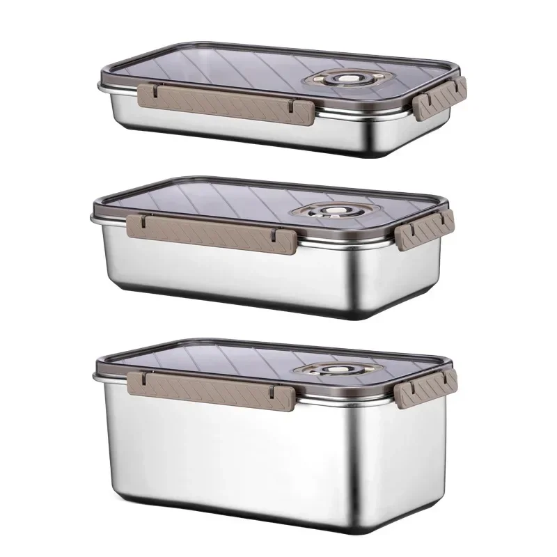 304 Stainless Steel Fresh-keeping Box Dumpling Egg Storage Box Refrigerator Quick Frozen Sealed Food Containers Kichen Organizer