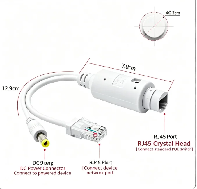 POE Spliter 48V to 12V Waterprrof Video And Power Adapter Cable Supply Module Injector Extender for IP Camera Splitter Net AP