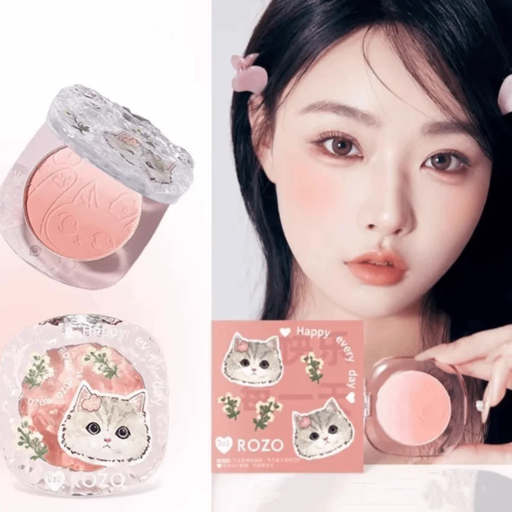 Fashion Peach Pink Gradient Color Blusher Matte Finish Waterproof Face Blush Palette Fine Flash Natural Nude Cream Blush Beauty