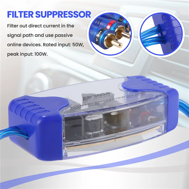 4-Channel Rca Audio Noise Filter Suppressor Ground Loop Isolator Car Stereo 50W