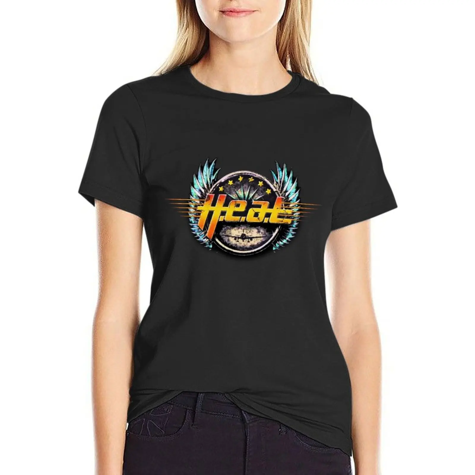 

H.E.A.T Logo. T-Shirt anime clothes Blouse rock and roll t shirts for Women