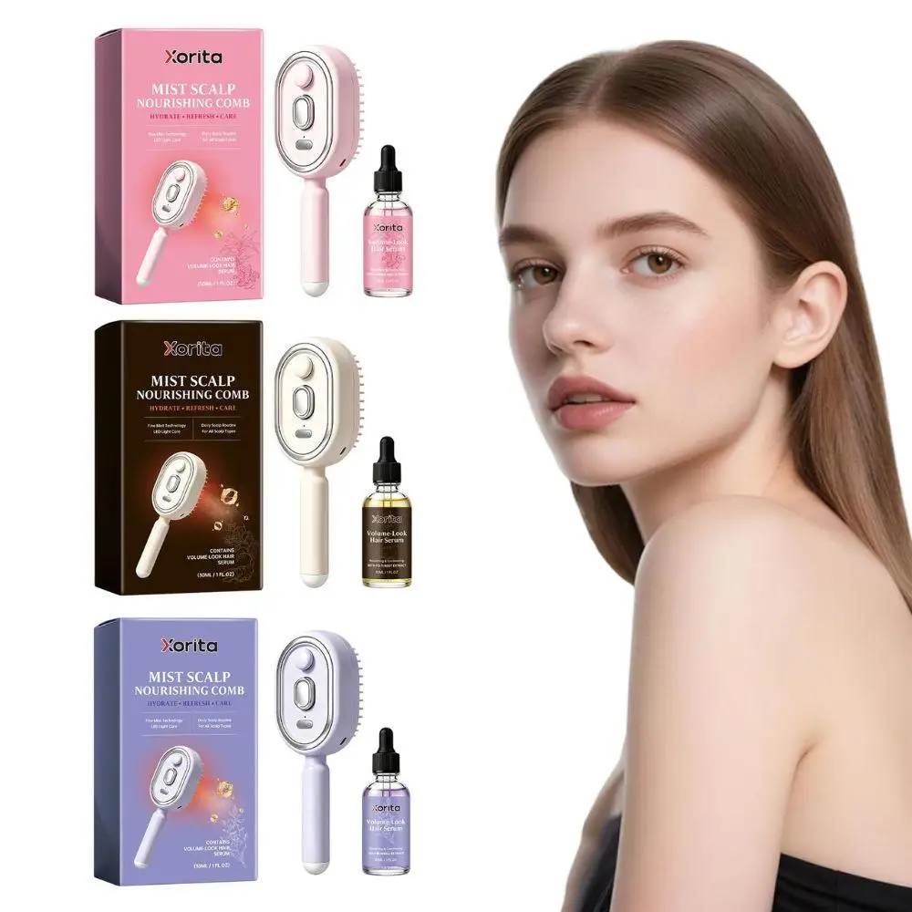 Electric Spray Massage Comb 3 In 1 Hairbrush Hair Essential Oil Mist Cushion Brush Scalp Detangling Smoothing Hair Styling Tools