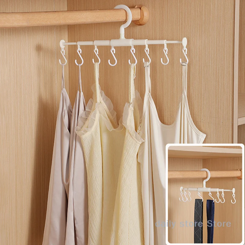 شماعة محمولة قابلة للسحب بسعة كبيرة 360 درجة ° دوران حامل القبعات 8 هوك قبعة هوك الملابس الداخلية التعادل هوك رفوف تجفيف الملابس 1/2 قطعة