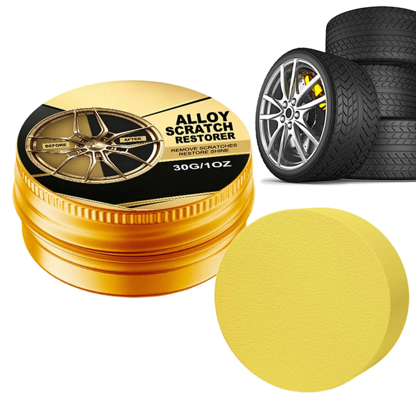 Alloy Wheel Repair Kit 30g Cleaner Polishing Wax Eraser Paint Restorer Car Rim Repair Kit for Auto Automotive Vehicle Motorcycle