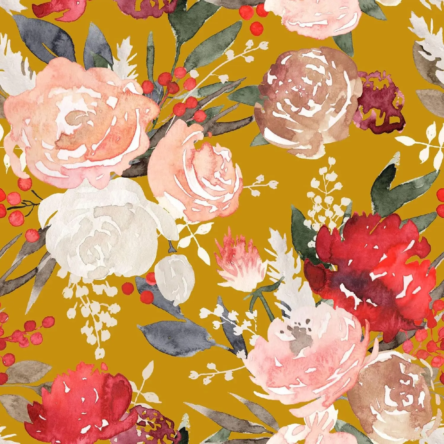 Vintage Peony Peel and Stick Wallpaper Yellow/Pink/White Floral Self Adhesive Wallpaper for Bedroom Home Wall Decorations