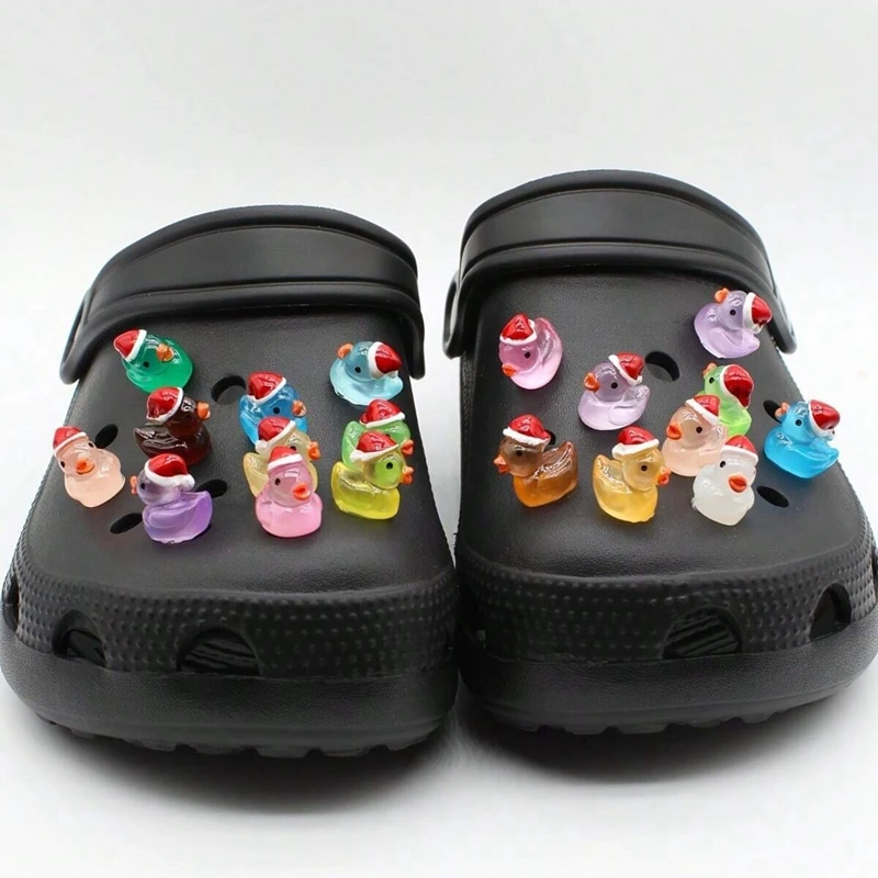 1Set Luminous 3D Duck Shoe Charms Set Cute Christmas Ducks Advanced Shoe Decorations DIY Detachable buckle Shoes accessories image 5