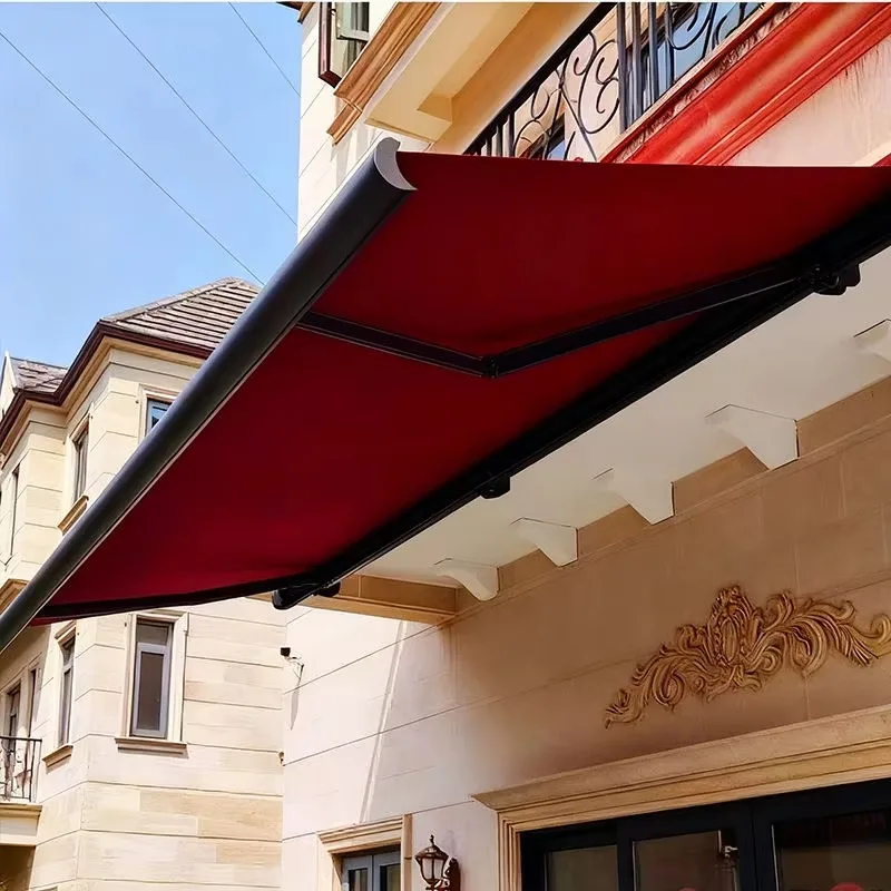 Full Cassette Retractable Awning HDPE Sail Aluminum Frame Rain Canopy for Patio Customizable Sizes Colors