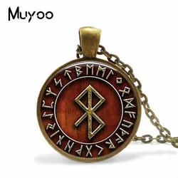 2019 Vinatge Viking Peace Rune in Runic Circle Pendant Viking Amulet Symbolism Steampunk Style Jewelry Glass Cabochon Necklace