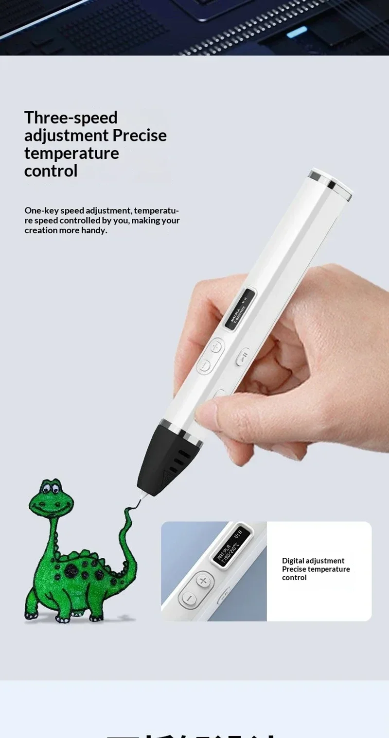 Professioneller 3D-Druckstift für Wettbewerbe mit OLED-Display, 3D-Druckstifte mit PLA-Filament, 3D-Doodling mit abnehmbarem Design – Detail 5