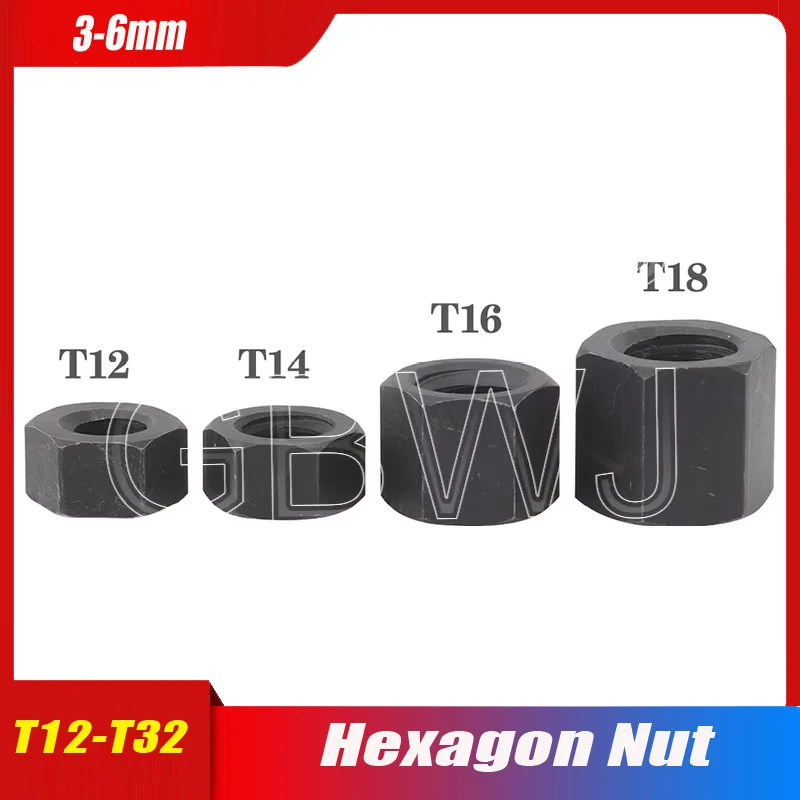 Trapezoidal Threaded Screw Hex Nut T12 T14 T16 T18 T22 T28 T30 T32 Coarse Threaded Screw Forward and Backward Threads