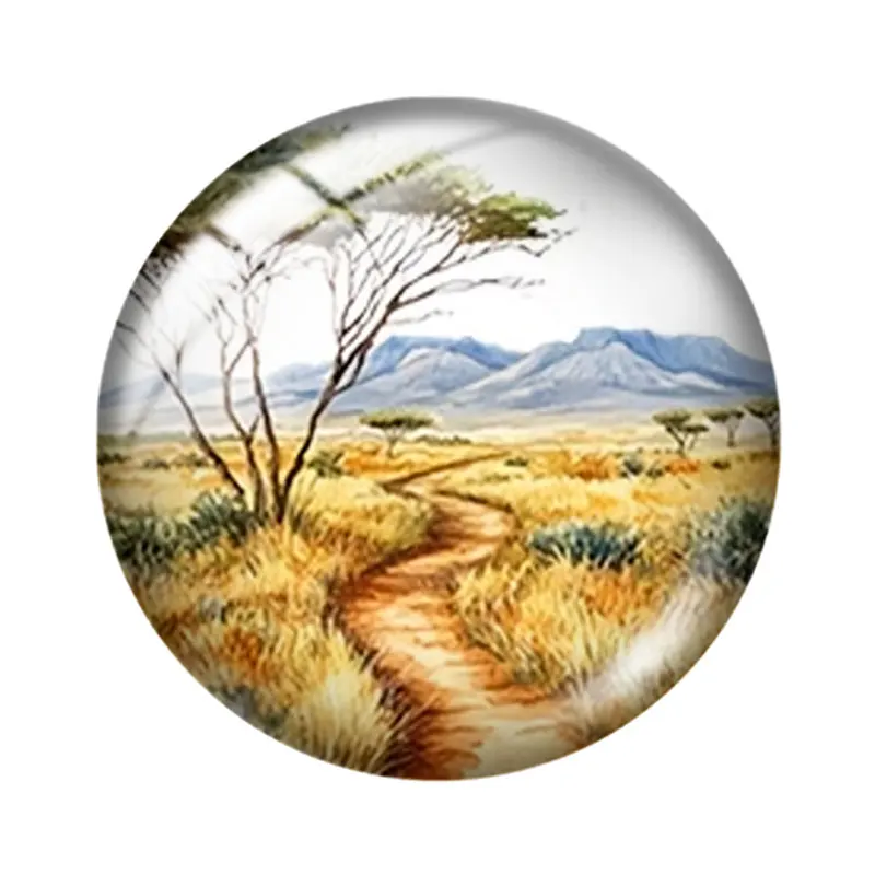 Spring sunset pattern  12/18/20/25mm glass cabochon  bracelet pendant rings for jewelry demo earrings back Making findings