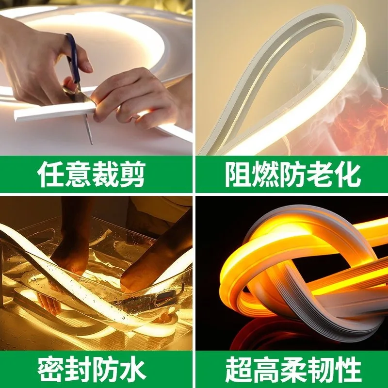 12V 24V Flexible LED Strip Light, Silicone Waterproof Linear Lamp, Recessed Ribbon Light for Under Cabinet Counter Kitchen