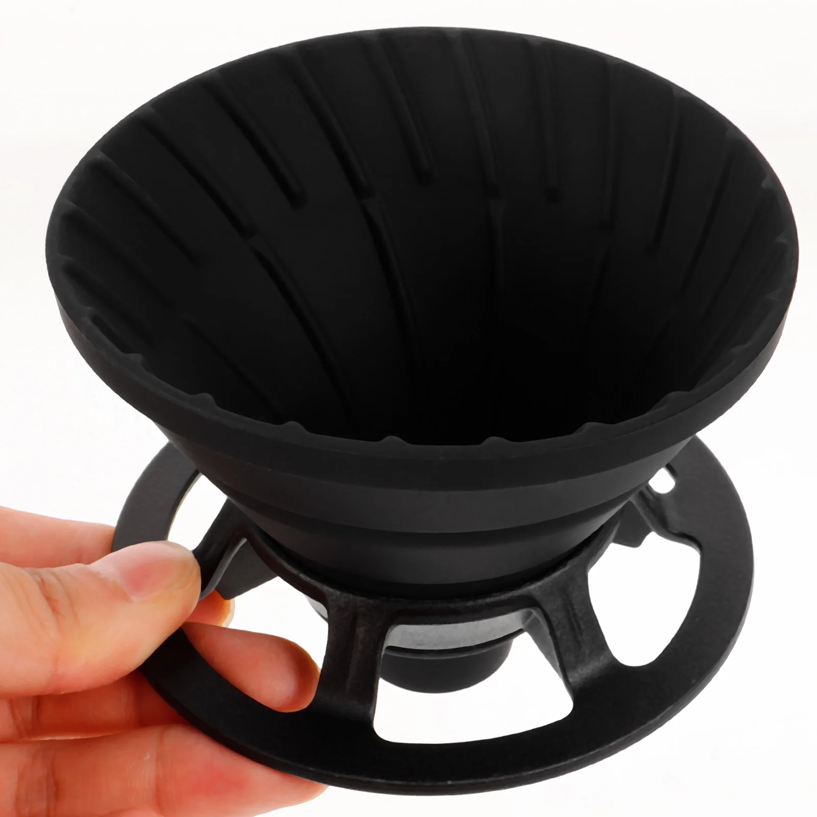 

Portable Filter Cup Collapsible Silicone Strainer Black Maker Kitchen Camping Easy Clean Durability Coffee