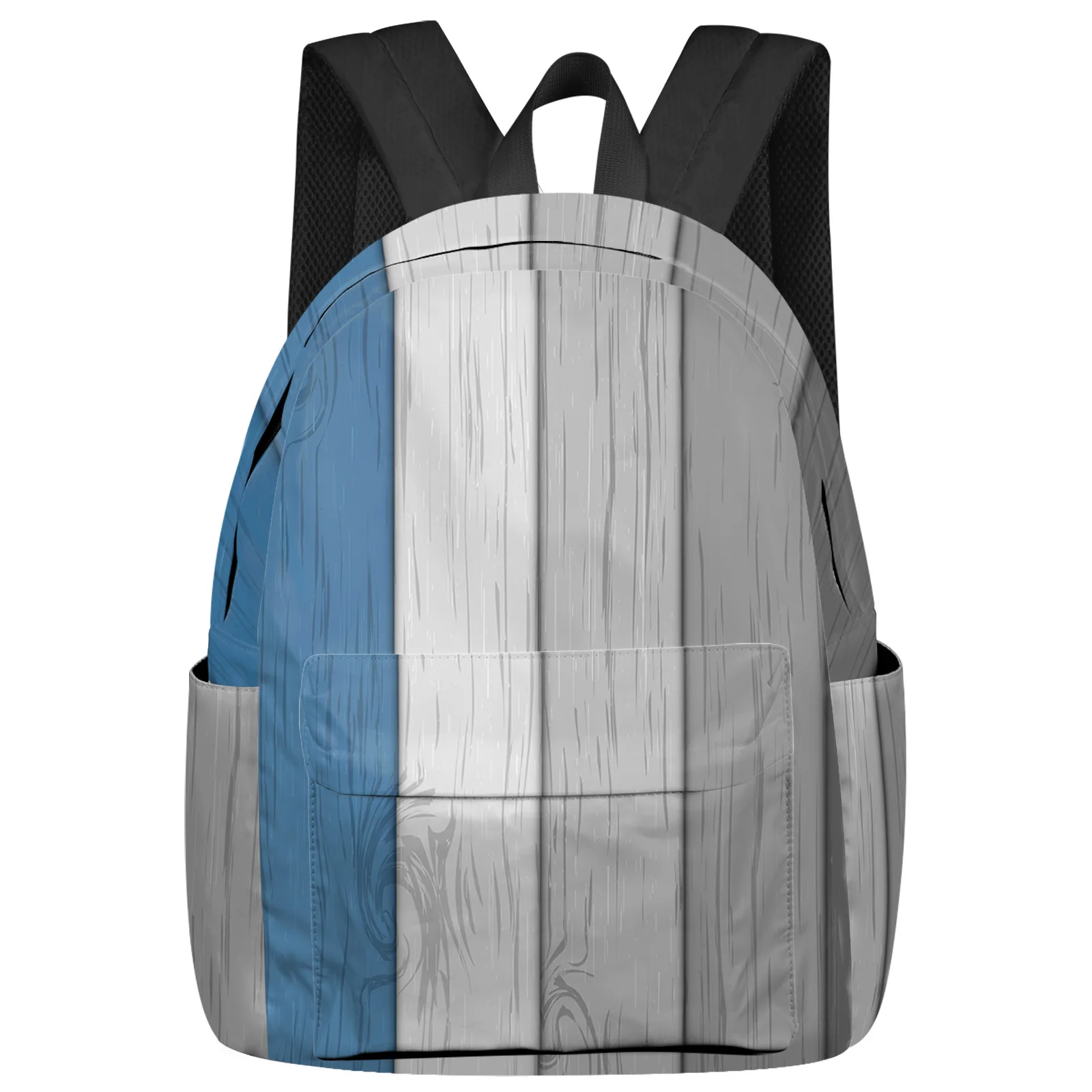 Retro Blue Grey Gradient Wood Grain Women Man Backpacks Waterproof School Backpack For Student Boys Girls Laptop Bags Mochilas