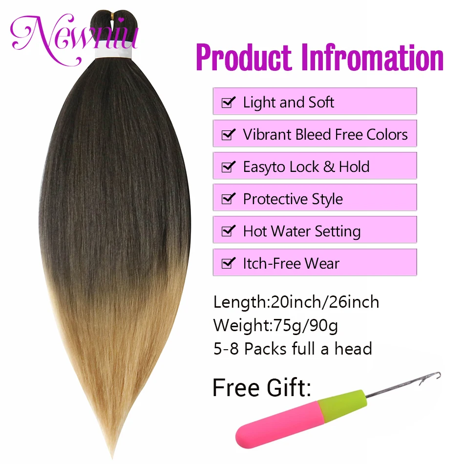 Braiding Hair Pre Stretched Soft Yaki Synthetic Crochet Hair Braid Extension Hot Water Setting Green Pink Orange Yellow Hair