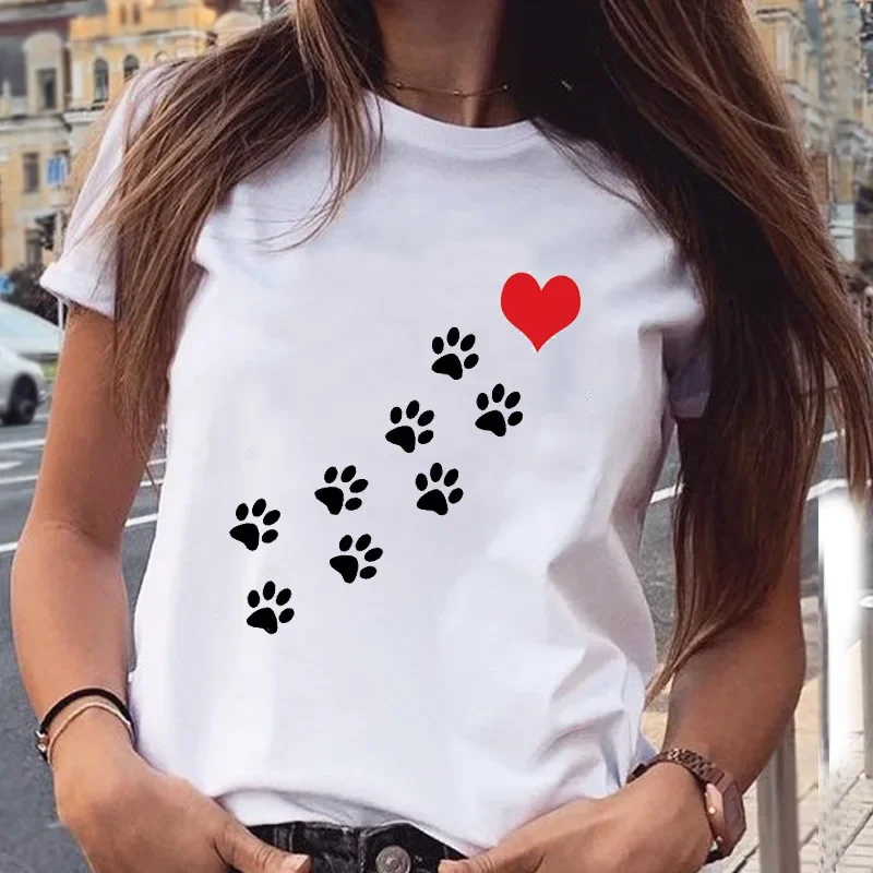 Fashion Women's Cute Cat Animal Print T-shirt Crew-neck Women's T-shirt Tops  Women Clothing Graphic T Shirts Harajuku Aesthetic