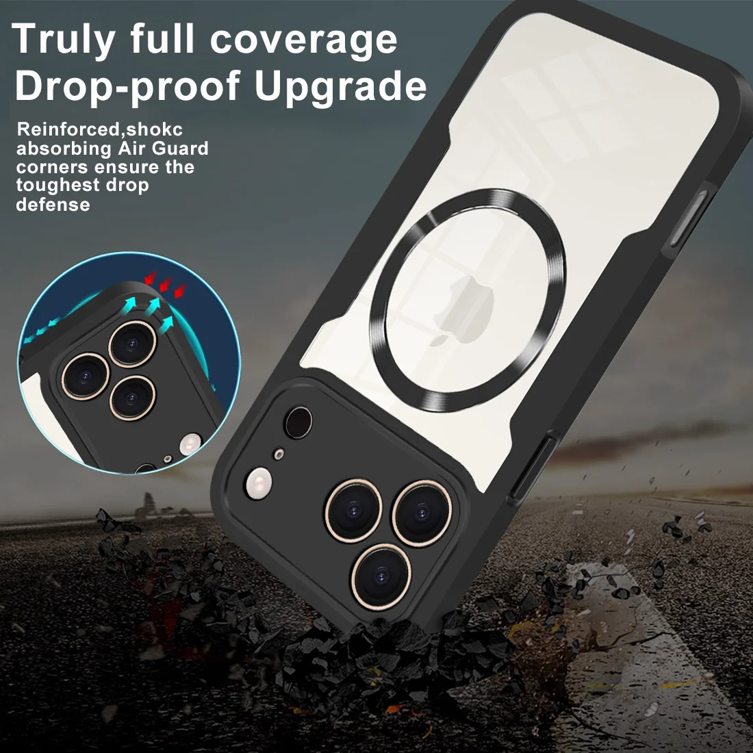 360 °   حماية حافظة Magsafe لهاتف iPhone 17 Pro Air 13 15 12 11 14 16 Pro Max Plus غطاء مغناطيسي شفاف من السيليكون مزدوج الجانب