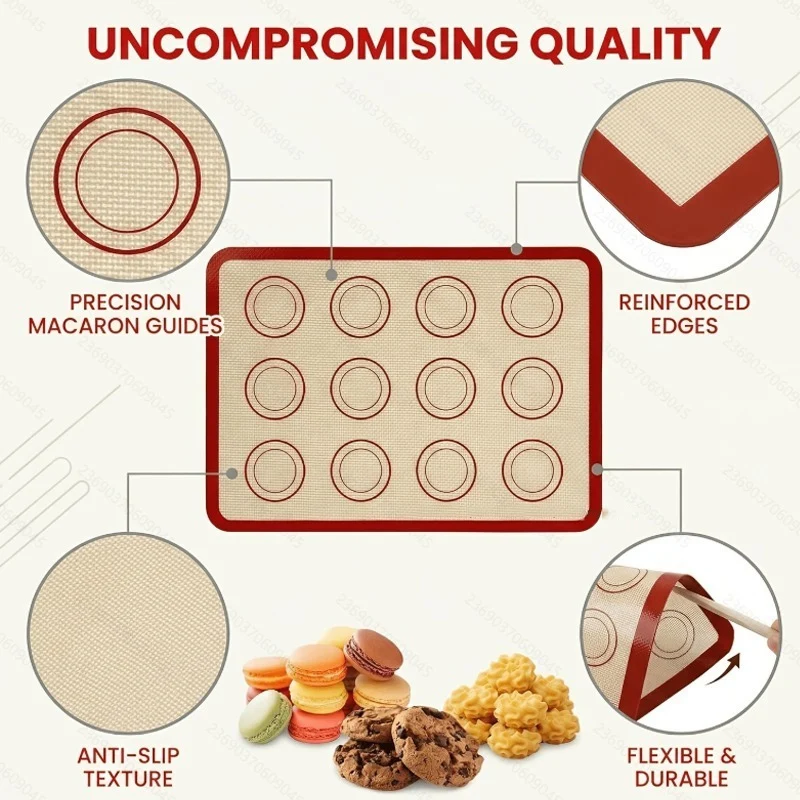 Macaron Silicone Mat Set - Cookie Positioning Scale Suitable For Baking Cookies And Macarons