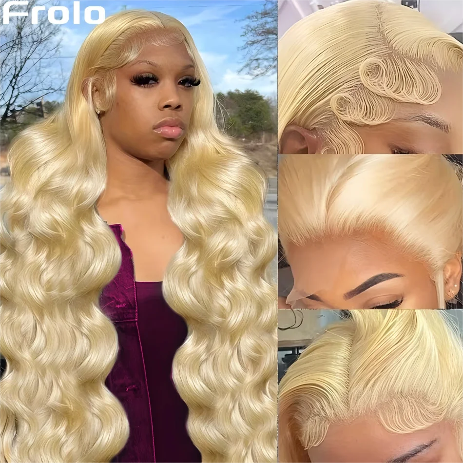 

40-дюймовый блондин 613 Hd Парик фронтальной части шнурка 13X6 Парики из натуральных волос с объемной волной 100% качество человеческих волос Цветные парики фронта шнурка Плотность 250