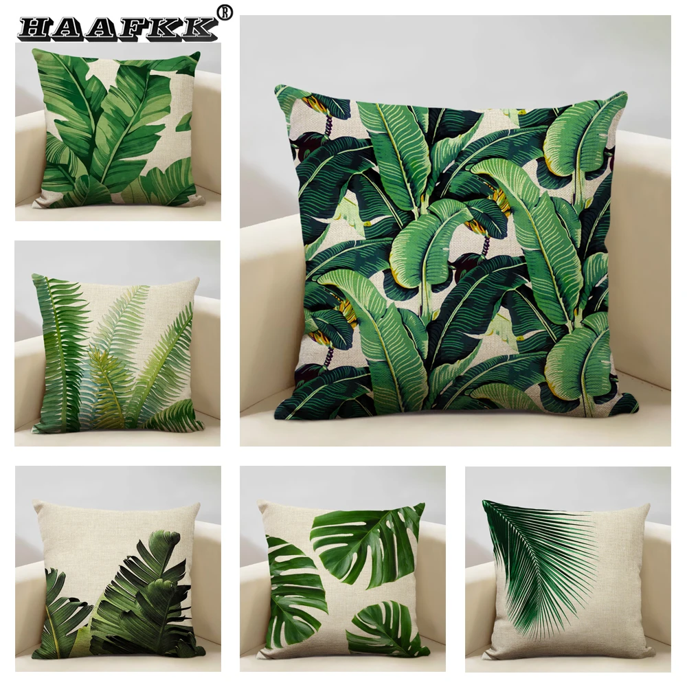 

Tropical Palm Leaf Cushion Cover Bedroom Sofa Decorative Pillow Case 45x45cm Linen Pillowcase Garden Chair Accessories Bedding