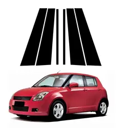 Gloss Black Pillar Posts Door Side Trim Fit For Suzuki Swift 5-Door 2005 2006 2007 2008 -2016  Window Moulding Decoration Cover
