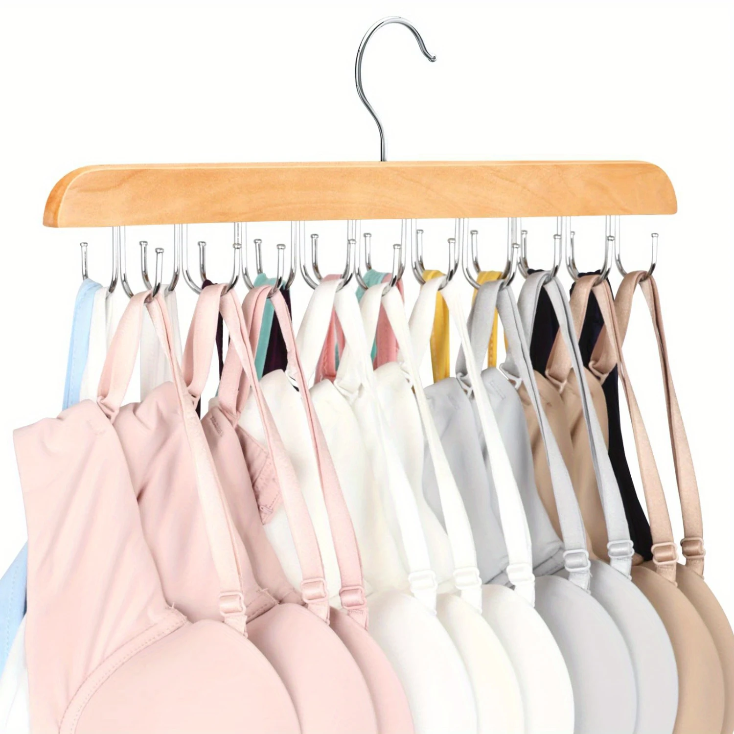 Space-Saving 20-Hook Wooden Hanger – Durable, Rotating Design for Hats, Underwear & Accessories – Perfect for  & Dorm