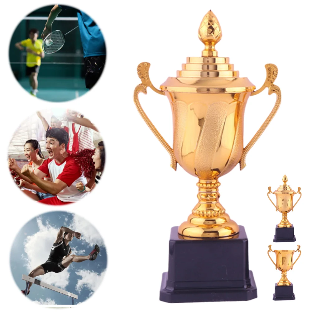 Troféu de ouro com altura de 17,5/22 cm, troféu de jogo com alça e base, troféu de competição esportiva para torneios de campionados