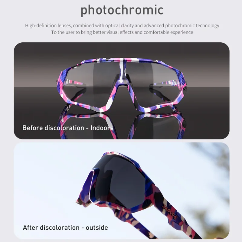 Kapvoe Photochromic Sports cycling Glasses for Men Women MTB Mountain Road Bicycle Eyewear Cycling Sunglasses Oculos Ciclismo