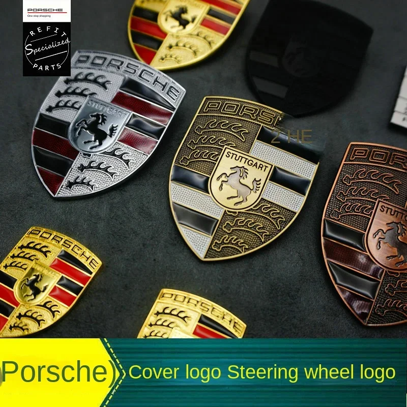 for Porsche 718/911 Panamera Macan hood logo Cayenne Boxster Cayman front hood emblem steering wheel emblem Taycan Auto Logos