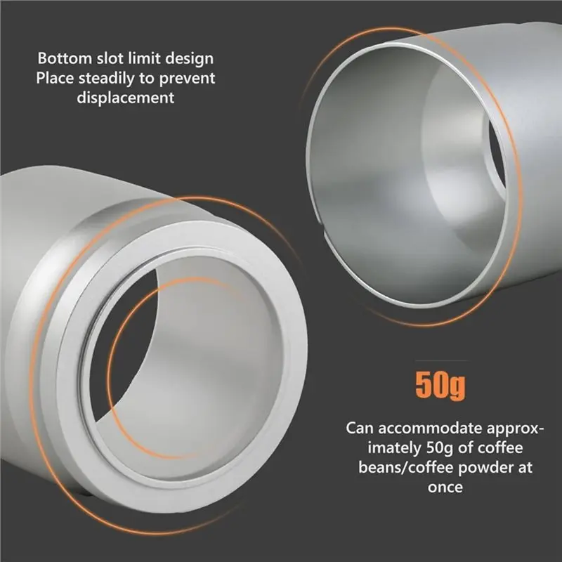 Aluminum Alloy 58Mm Espresso Powder Receiver Container, Coffee Dosing Ring, Silver Anti-Dust Press Cup-AT36