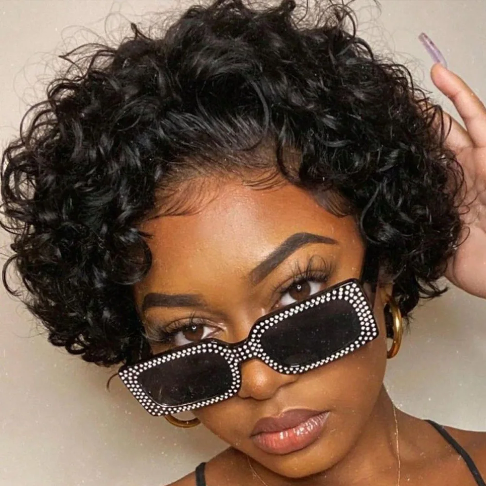 

Short Pixie Cut Curly Human Hair Wigs For Women Brazilian Full Machine Made Pixie Cut Wig Wigs Short Bob Wig Pixie Cut Wig