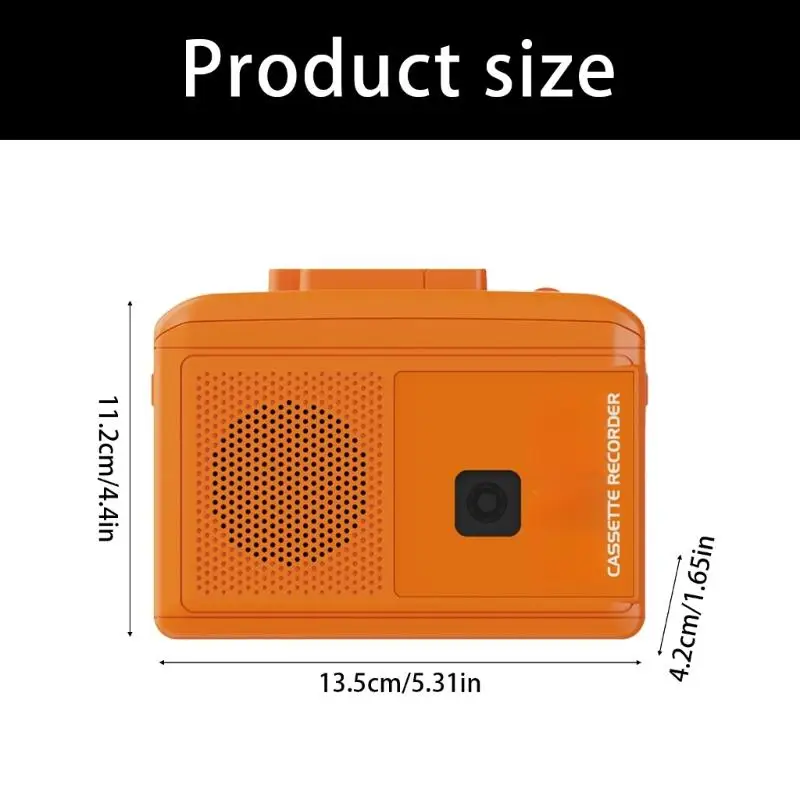 652F 배터리 작동 테이프 플레이어-MP3 변환기(헤드폰 스피커 및 홈 스테레오 시스템용 오디오 출력 포함)